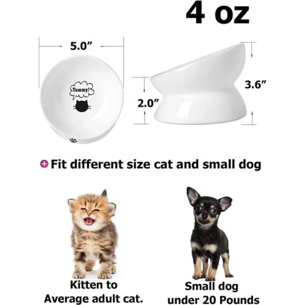 Cat Bowl Anti Vomiting, Raised Food Bowls, Tilted Elevated Bowl,Ceramic Pet Bowl